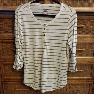 Striped Cream and Brown Women's Top
